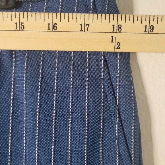 Zanetti Men's Size 36R Raw Hem Navy Stripe Slim Fit Pzem 100% Wool Dress Pants - Picture 6 of 8